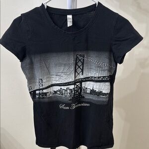 Black Short Sleeve Fitted Tee with San Francisco Graphic